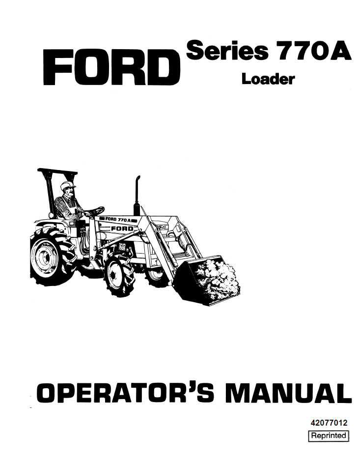 New Holland Ford Series 770A Loader Manual 42077012