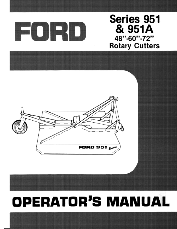 New Holland Ford Series 951 951A Rotary Cutter Manual 42095120