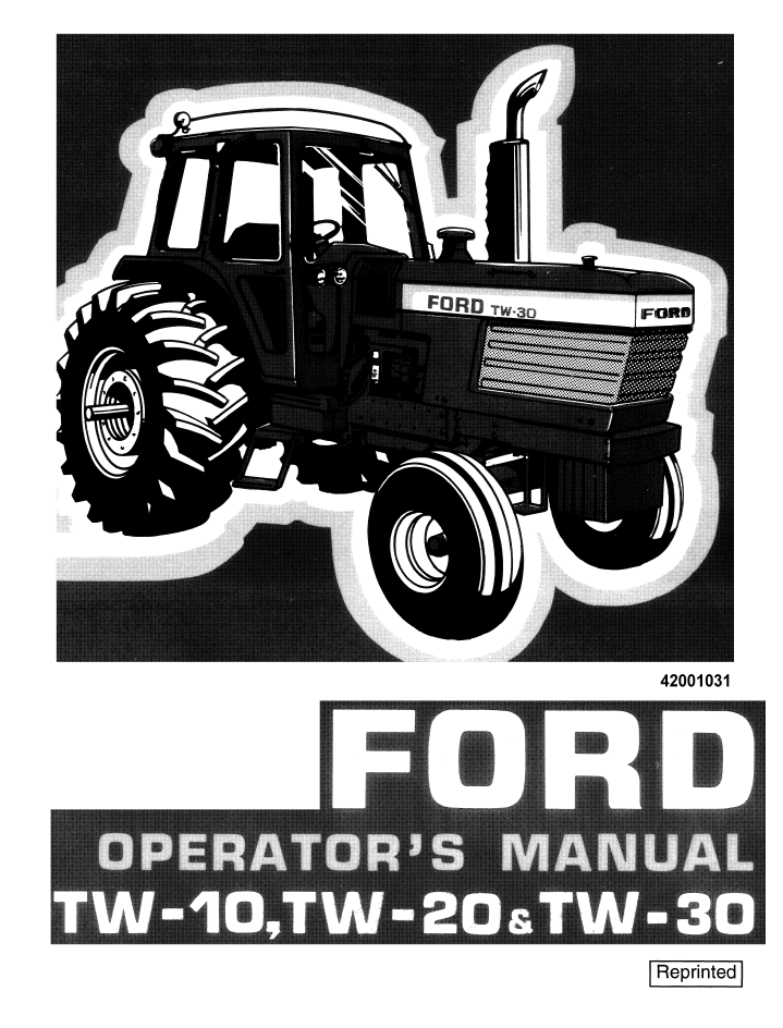 New Holland Ford TW-10 TW-20 TW-30 Tractor Operator Manual 42001031