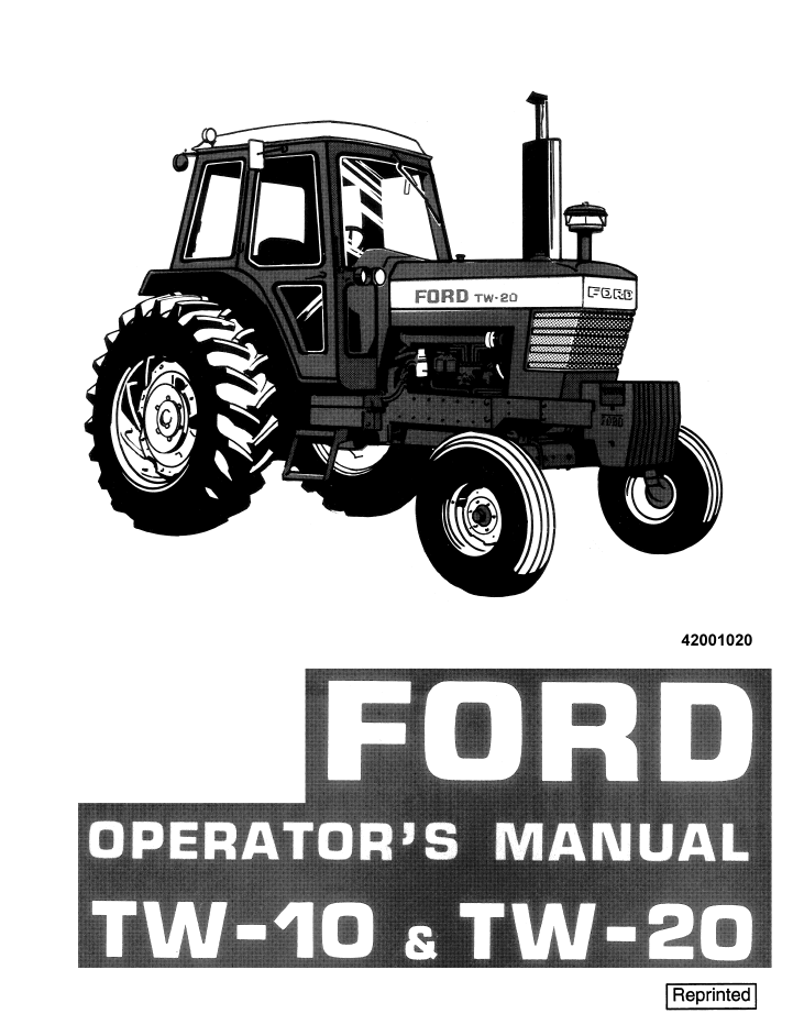 New Holland Ford TW-10 & TW-20 Tractor Operator Manual 42001020