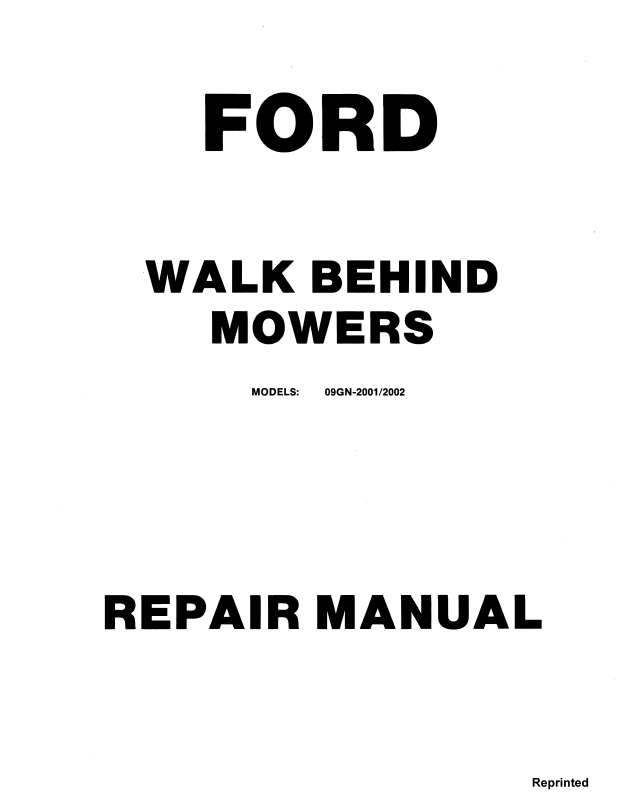 New Holland Ford Walk Behind Mowers Repair Manual 40641007 PDF