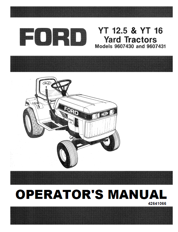 New Holland Ford YT 12.5 YT 16 Yard Tractor Manual 42641066