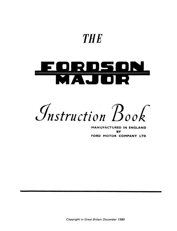 New Holland Fordson Major 1953-1964 Tractor Operator Manual (42881000 PDF)