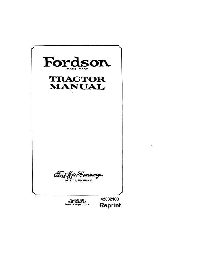 New Holland Fordson Trade Mark Tractor Operator Manual (42882100 PDF)
