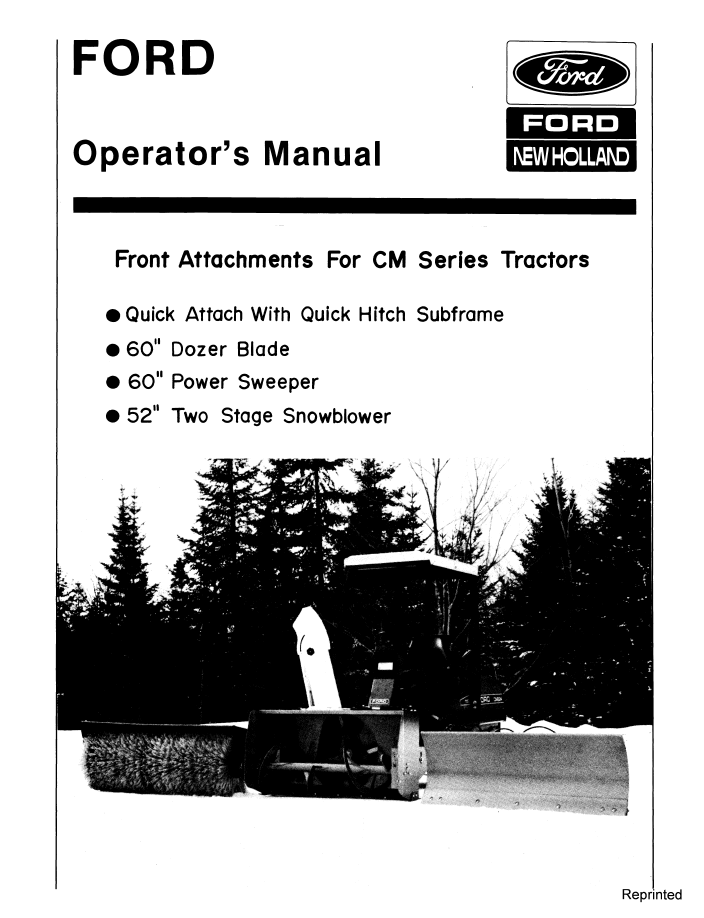 New Holland Front Attachment EM Series Tractor Operator's Manual (Pub. No. 42647000)