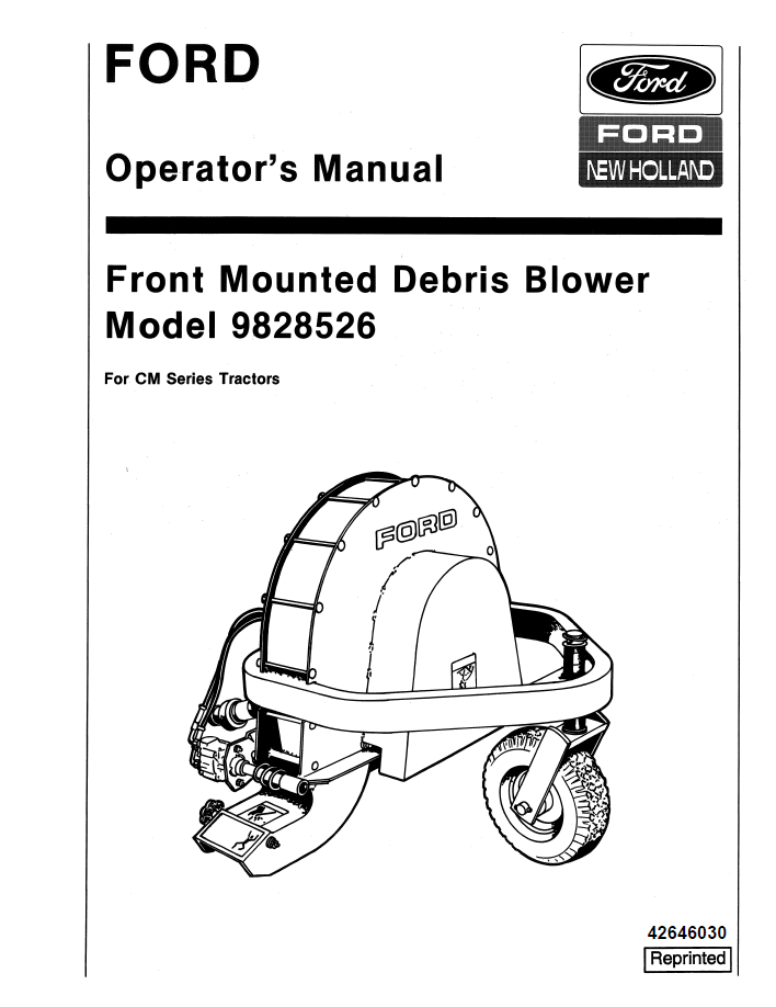 New Holland Front Mounted Debris Blower CM Series Operator's Manual (Pub. No. 42646030)