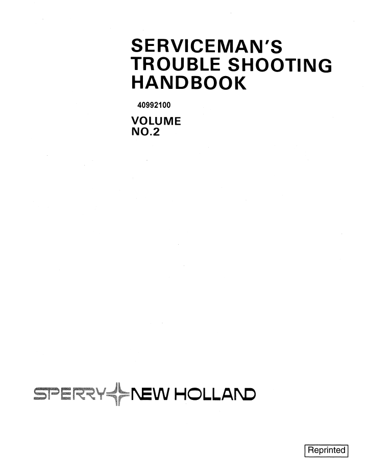 New Holland Handbook Serviceman Vol II Service Repair Manual 40992100