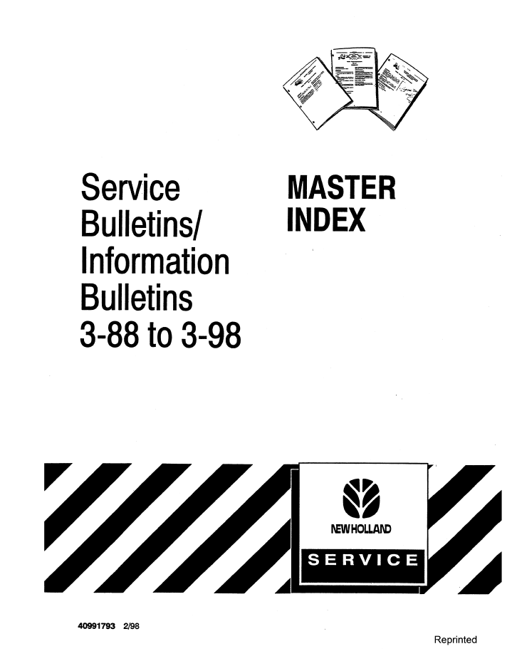 New Holland Information Bulletins 3-88 to 3-98 Master Index 40991793