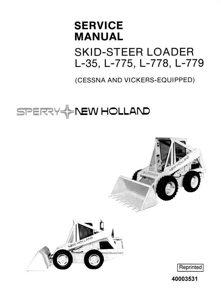 New Holland L-35 L-775 L-778 L-779 Skid Steer Manual 40003531