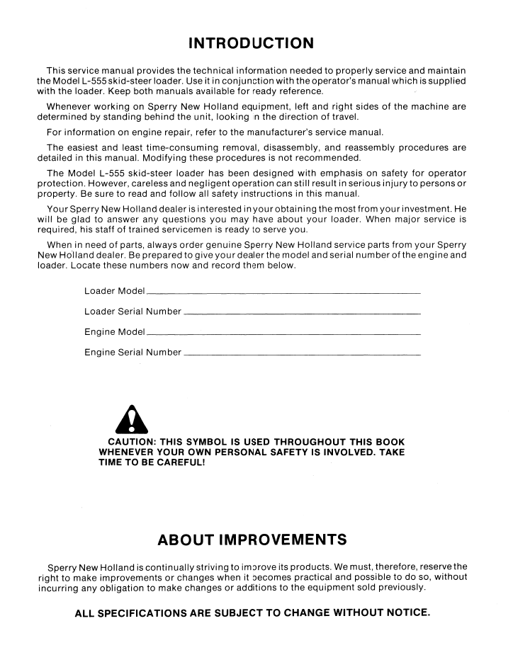New Holland L-550 Skid Steer Loader Workshop Manual 40055510 PDF
