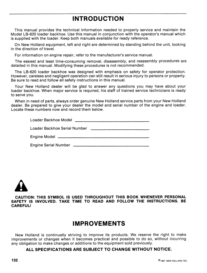 New Holland LB-620 Loader Backhoe Workshop Manual 40062010 PDF