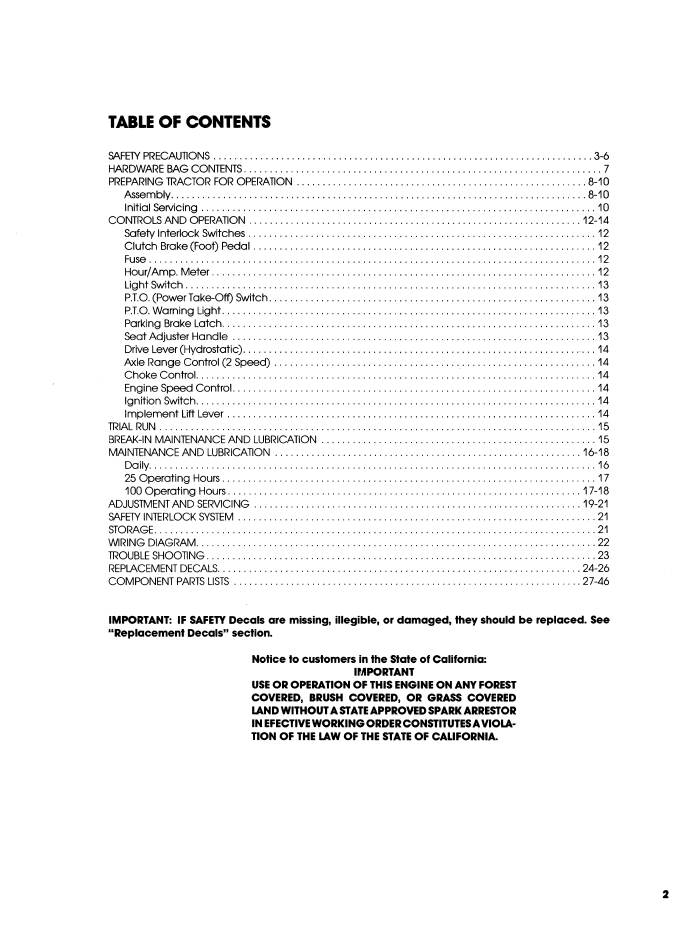 New Holland LGT 17H Garden Tractor Operator Guide 42001711 PDF