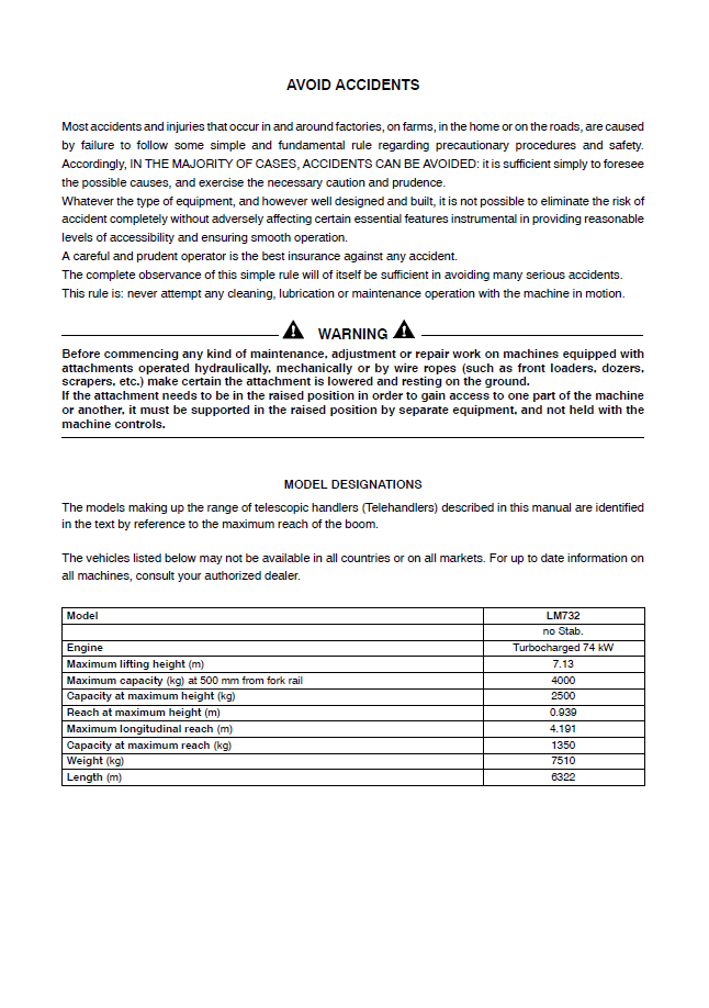 New Holland LM732 Telehandler Repair & Service Manual [87474474B]