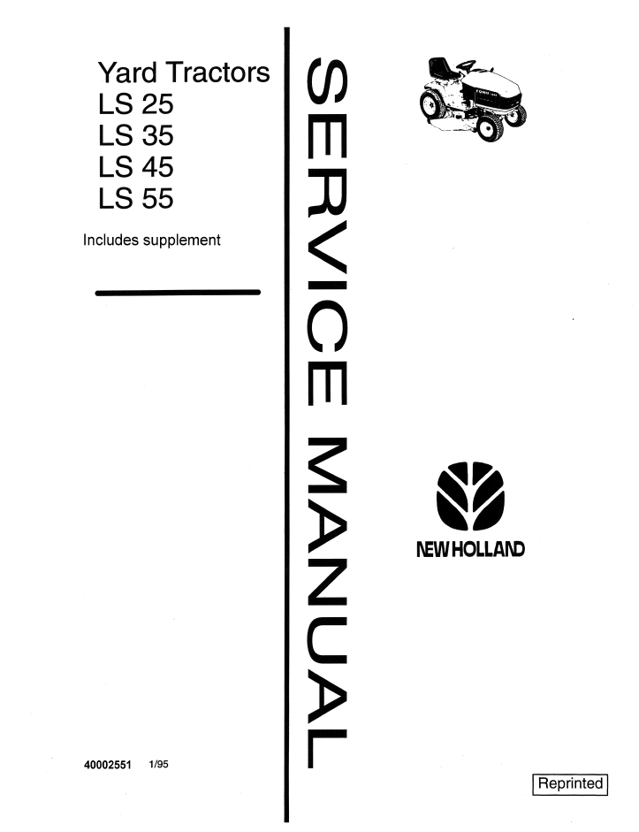 New Holland LS25 LS35 LS45 LS55 Yard Tractor Manual 40002551