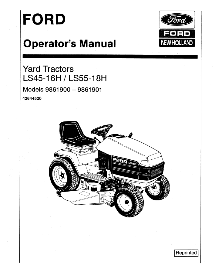 New Holland LS45-16H & LS55-18H Yard Tractor Operator's Manual (Pub. No. 42644520)