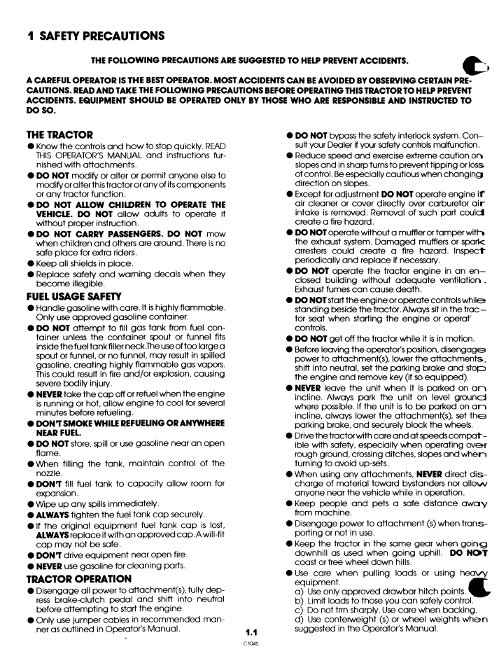 New Holland LT 12H Lawn Tractor Operating Manual 42641210