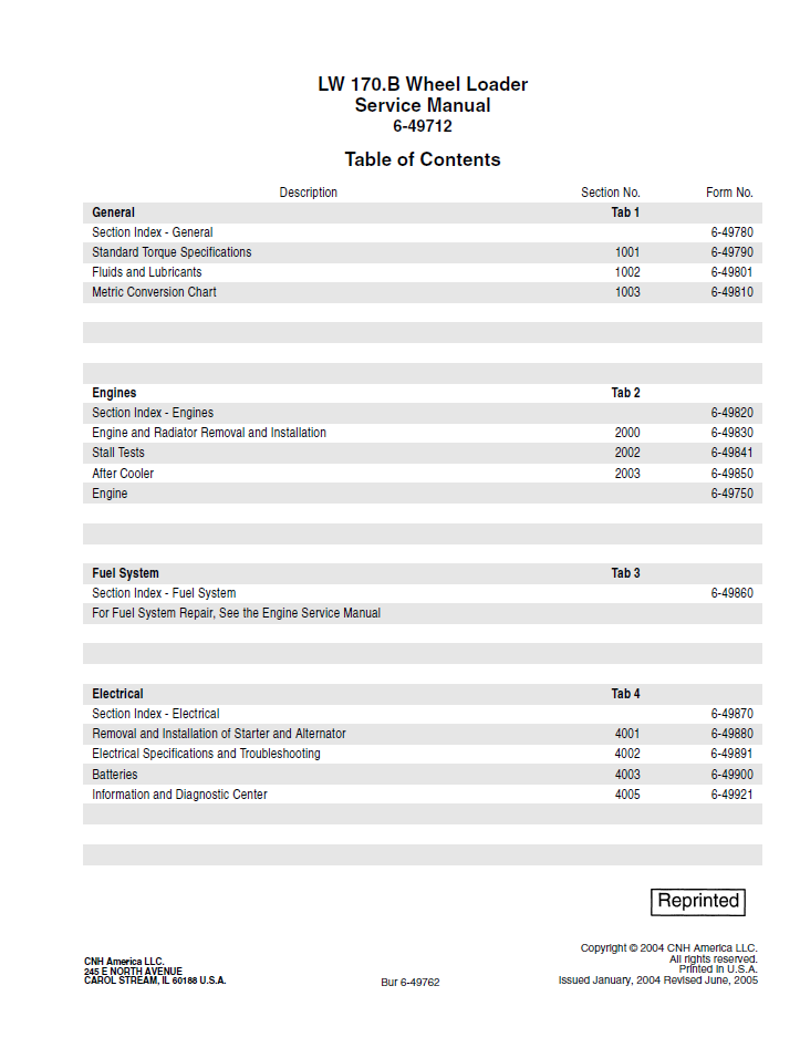 New Holland LW170.B Wheel Loader Manual 6-49712NAR0 PDF