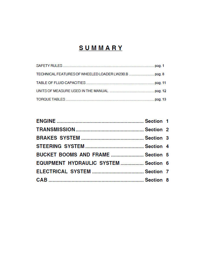 New Holland LW230.B Wheel Loader Maintenance Manual 6036706100NA