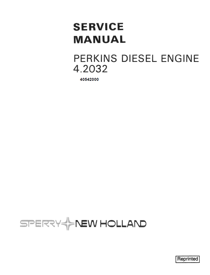 New Holland Perkins 4.2032 Diesel Engine Manual 40542000 PDF