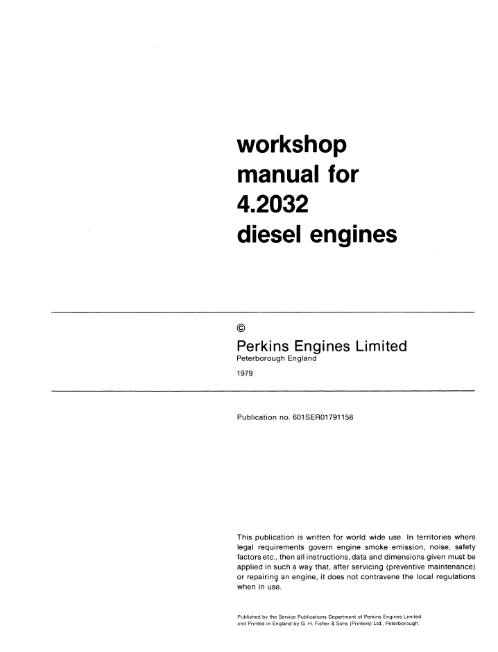 New Holland Perkins 4.2032 Engine Service Manual 40542000