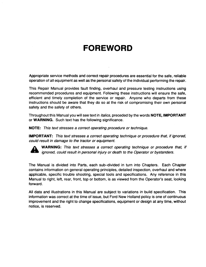 New Holland Powerstar Tractor Workshop Manual 40564001 PDF