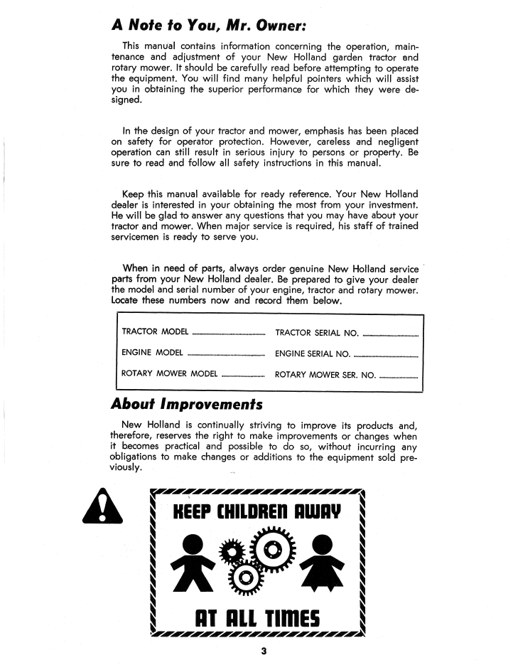 New Holland S-8 Garden Tractor 36 RM Mower Manual 42640830 PDF
