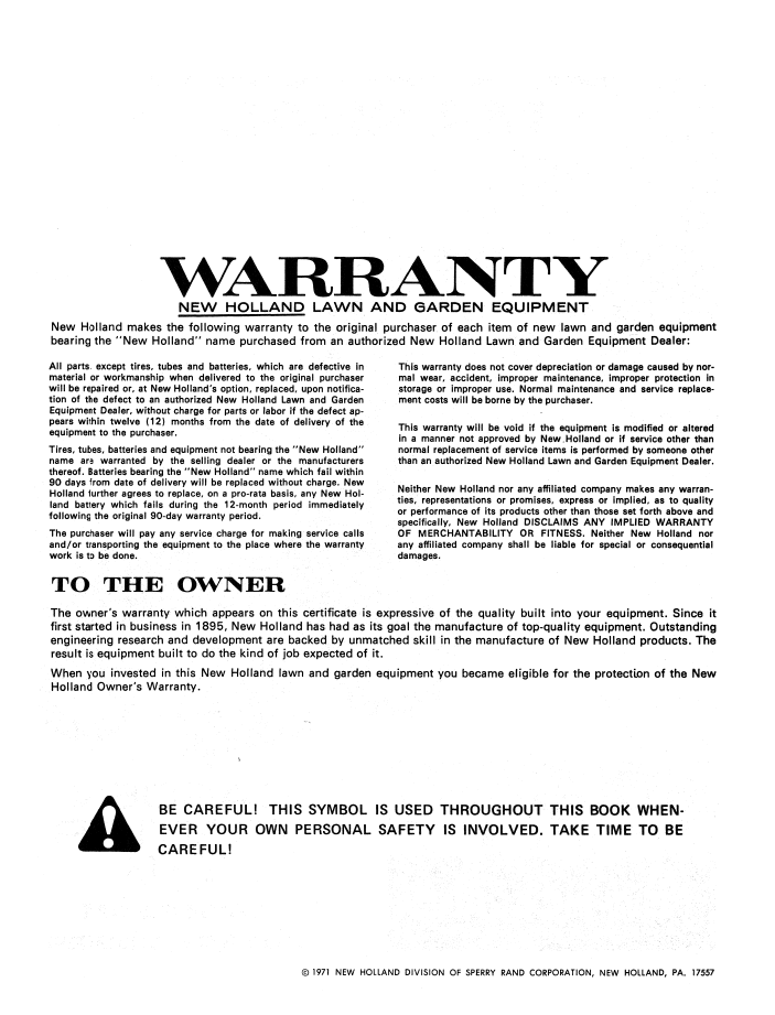 New Holland S-8 Tractor With 36 RM Rotary Mower Manual 42640830