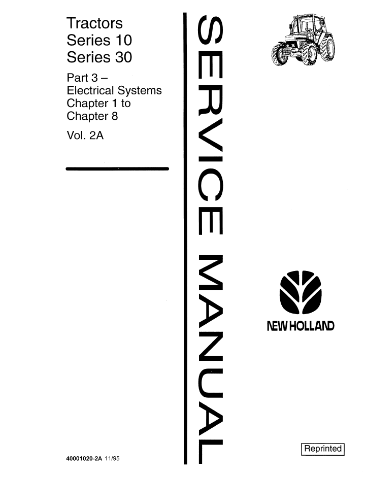 New Holland Series 10 & 30 Tractor Service Manual 40001020-2A