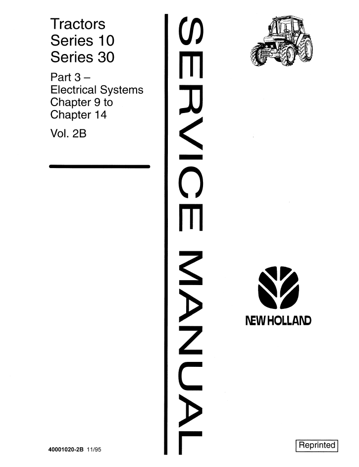 New Holland Series 10 & 30 Tractor Service Manual 40001020-2B