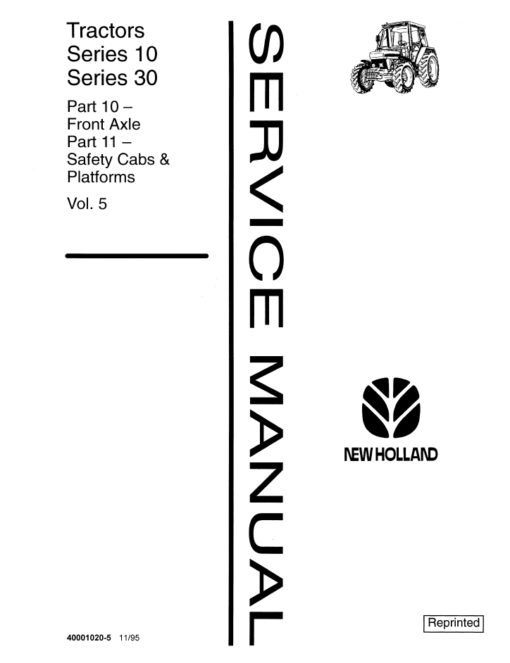 New Holland Series 10 & 30 Tractor Service Manual 40001020-5