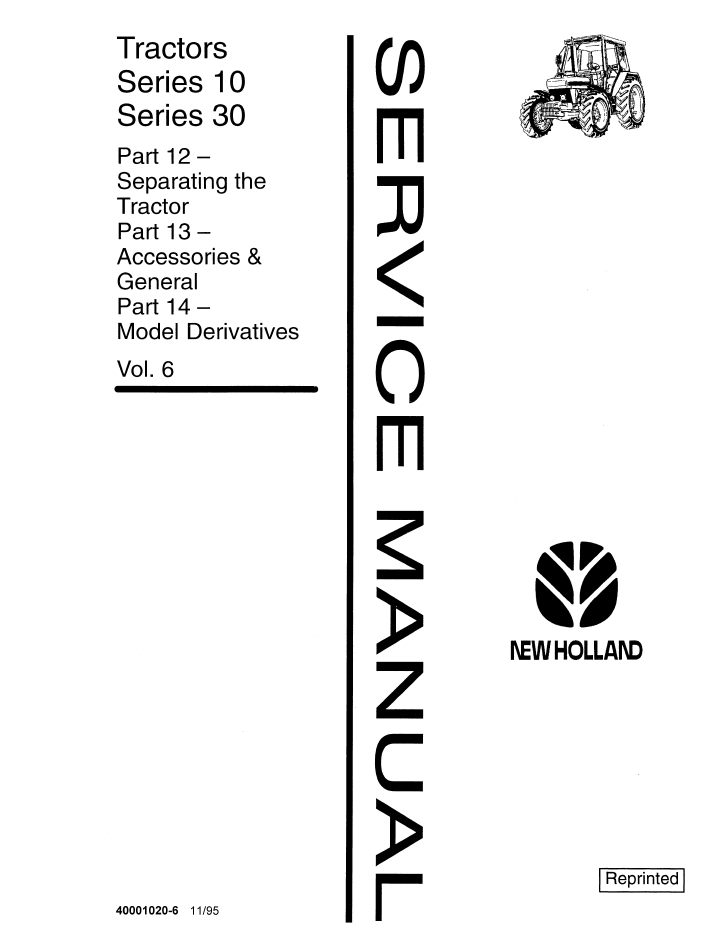 New Holland Series 10 & 30 Tractor Service Manual 40001020-6