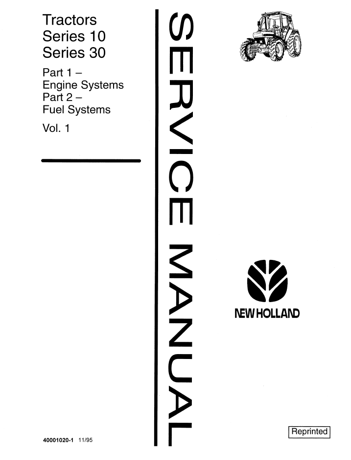 New Holland Series 10 & 30 Tractor Service Manual 40001020