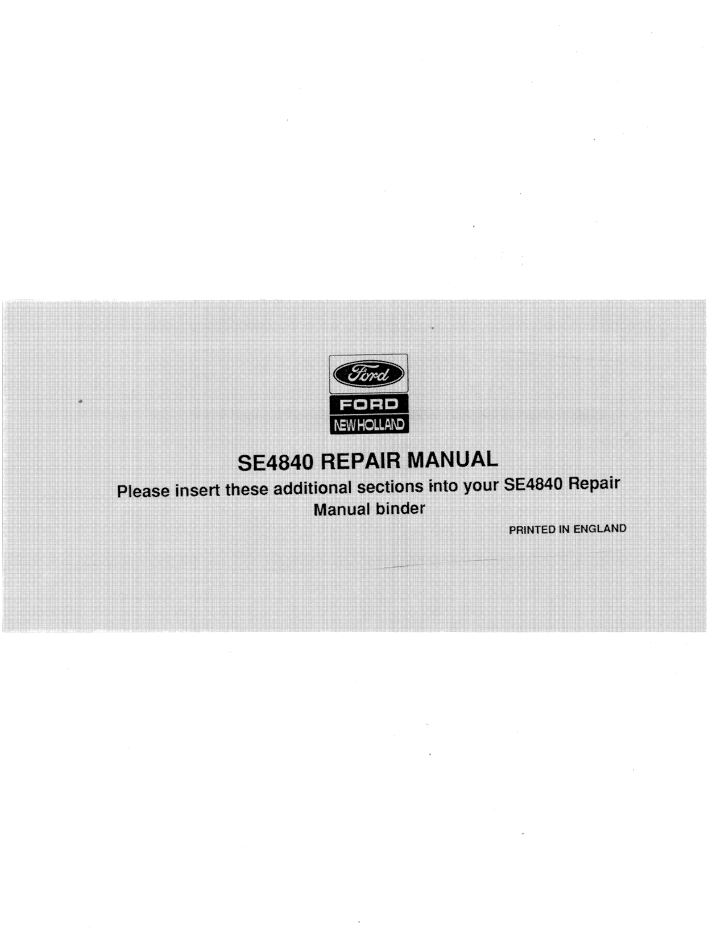 New Holland Series 40 Tractor Repair Manual 06900500 PDF