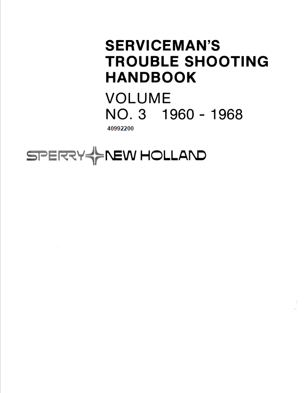 New Holland Serviceman Vol III 1960-1968 Service Repair Manual 40992200