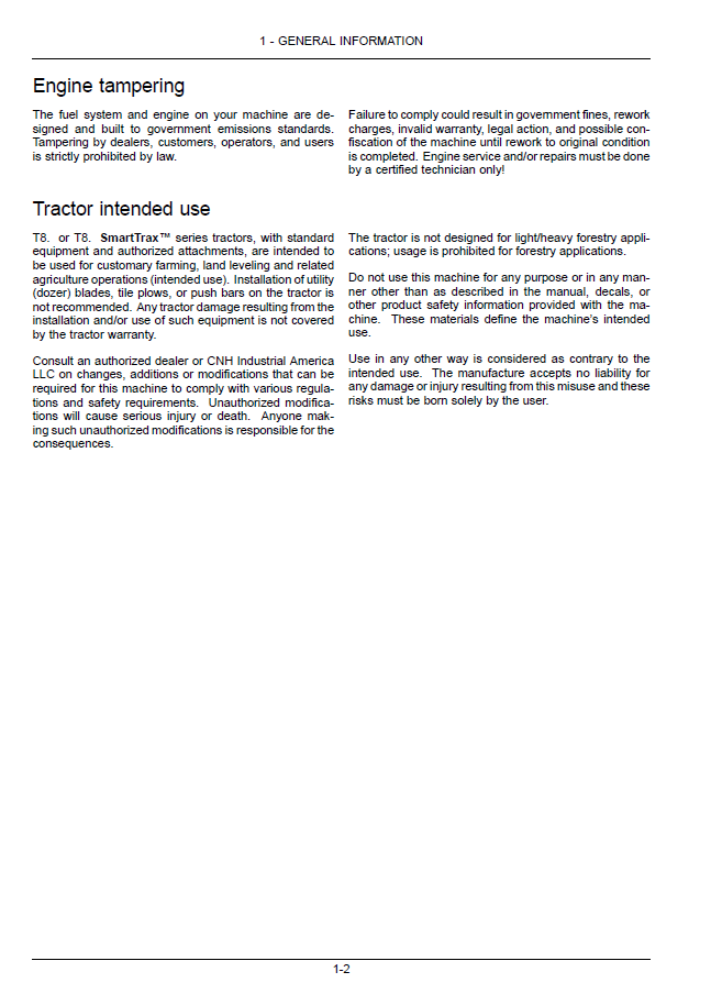 New Holland SmartTrax Track Tractor Owner & Operator Manual 47886380 PDF