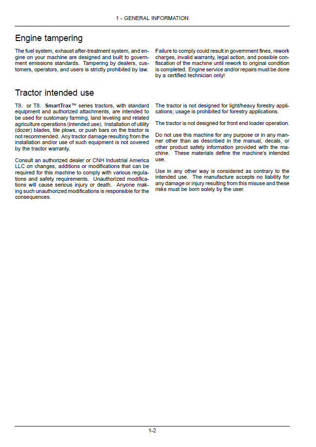 New Holland SmartTrax Track Tractor Owner & Operator Manual 47886384 PDF