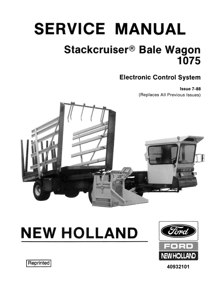 New Holland StackCruiser Bale Wagon Service Manual 40932101 PDF