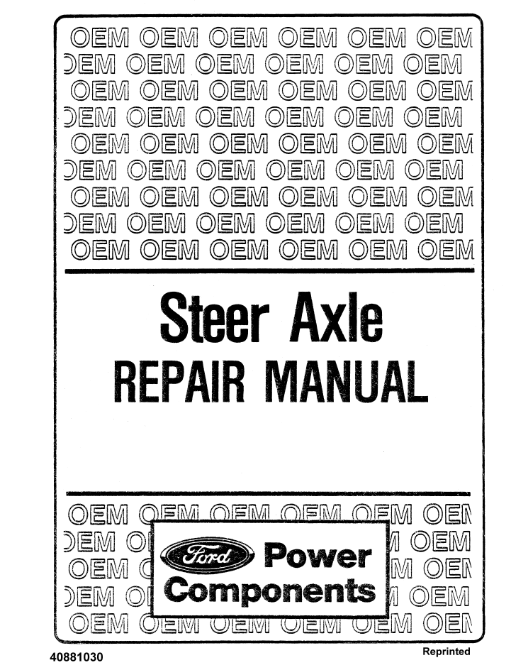 New Holland Steer Axle Repair Manual 40881030 PDF