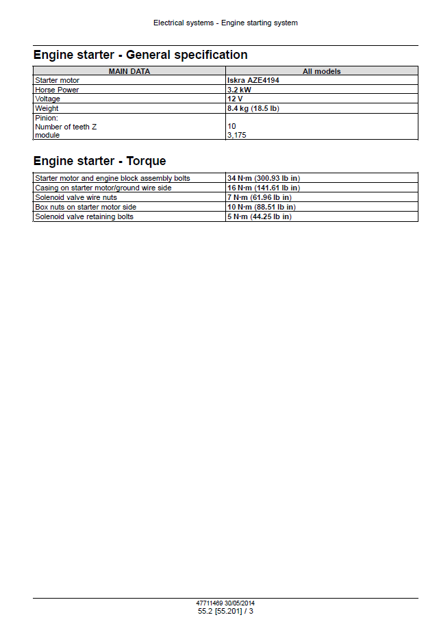 New Holland T4.75 PowerStar Final Tier 4 Tractor Service Manual 47712635