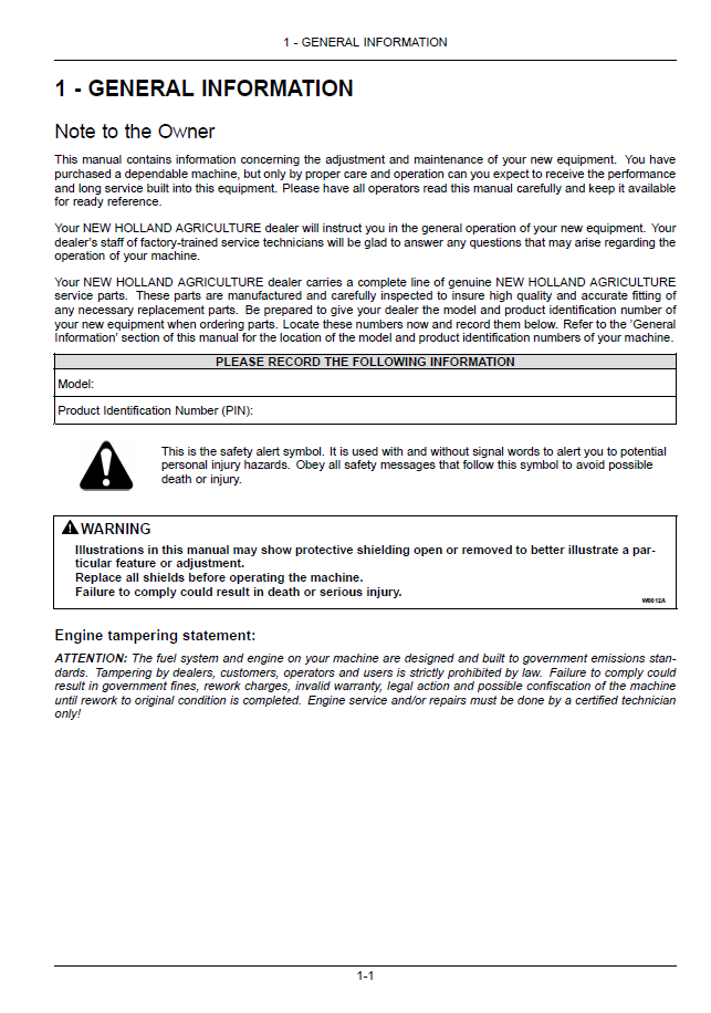 New Holland T4.85 through T4.105 Utility Tractor Handbook 47435535 (PDF)