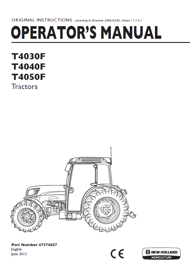New Holland T4030F, T4040F, T4050F Tractor Operator Manual (47374857 PDF)