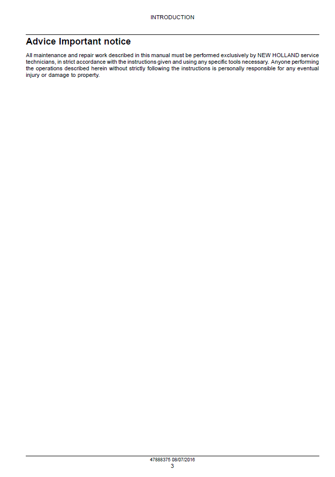 New Holland T4V Series Tier 3 Tractor Repair Manual 48038296 PDF