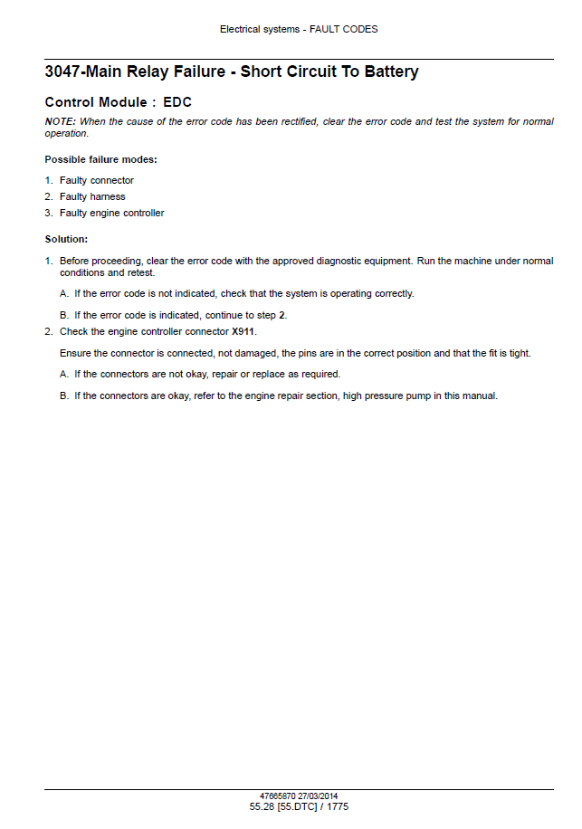 New Holland T6 Series Tractor Service Manual 47720754 PDF