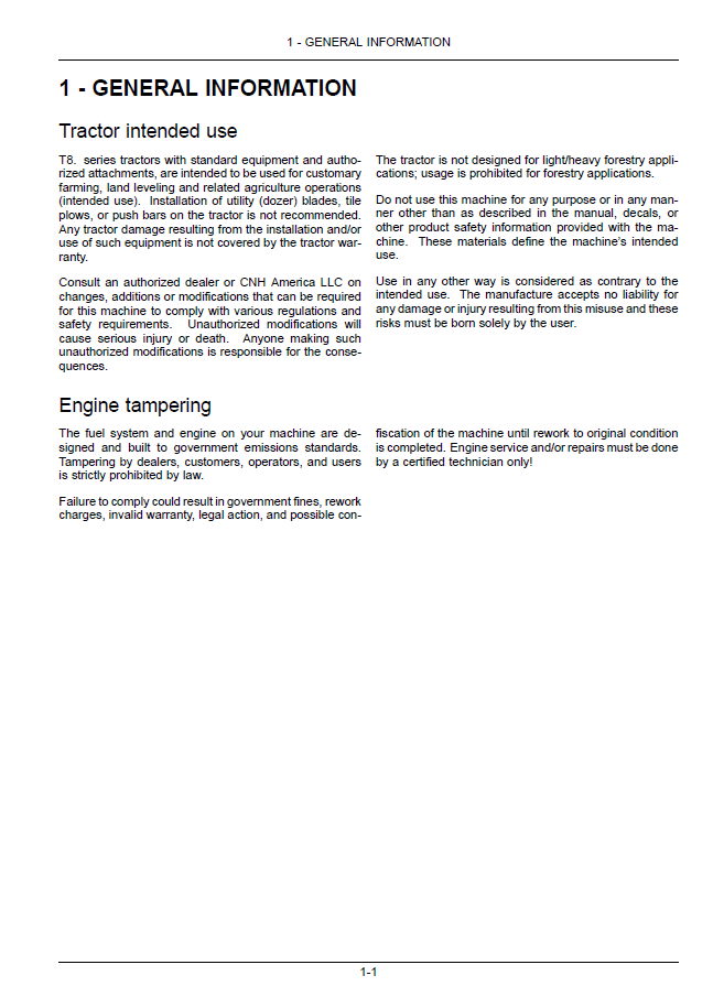 New Holland T8.275 through T8.390 High-Horsepower Tractor Handbook 47378634 (PDF)