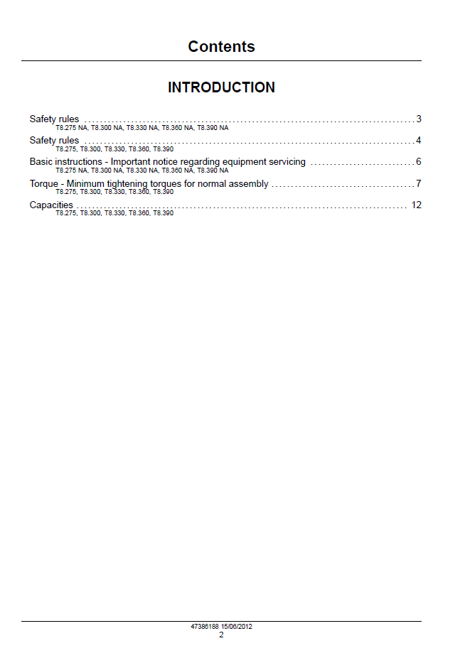 New Holland T8.275 through T8.390 Tractor Workshop and Repair Handbook 47442325 (PDF)