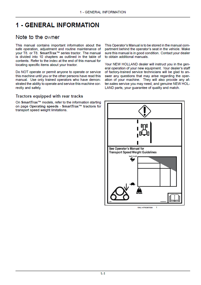 New Holland T8.320, T8.350, T8.380, T8.410, T8.435 Operator Manual (Publication 47886403)
