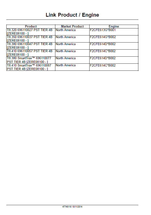 New Holland T8.380 T8.410 SmartTrax Powershift Transmission Repair Manual (47748118)