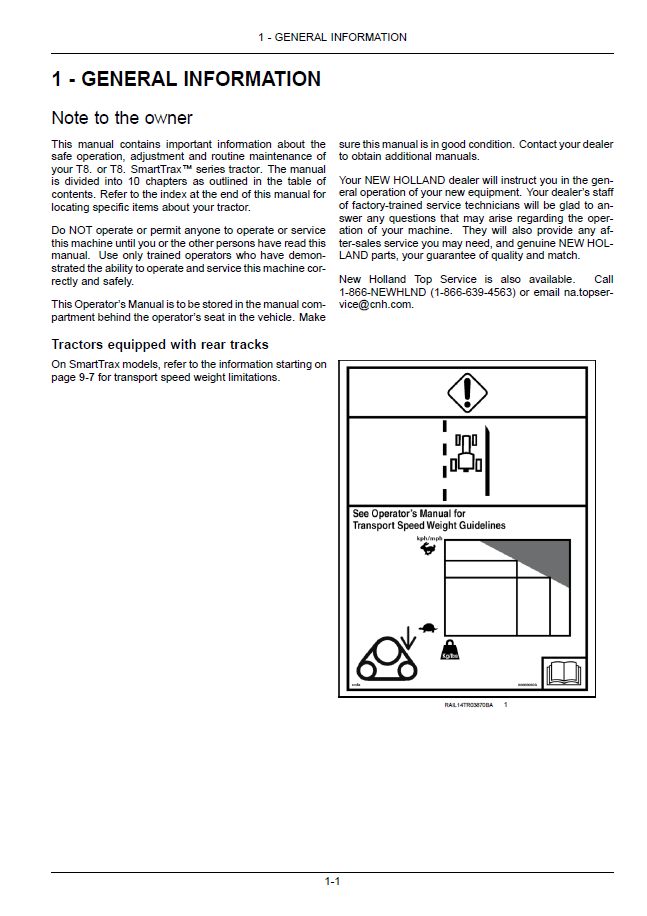 New Holland T8.410 & T8.435 SmartTrax Tractor Handbook 47824573 PDF