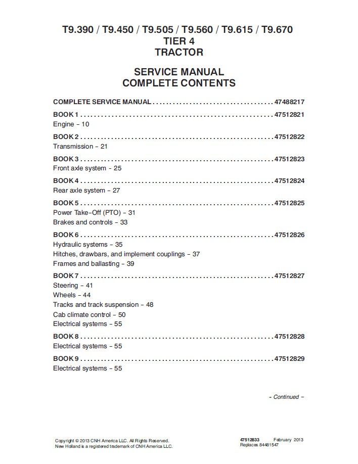 New Holland T9.390-T9.670 Tier 4 Tractor Workshop Service Manual (47512833 PDF)