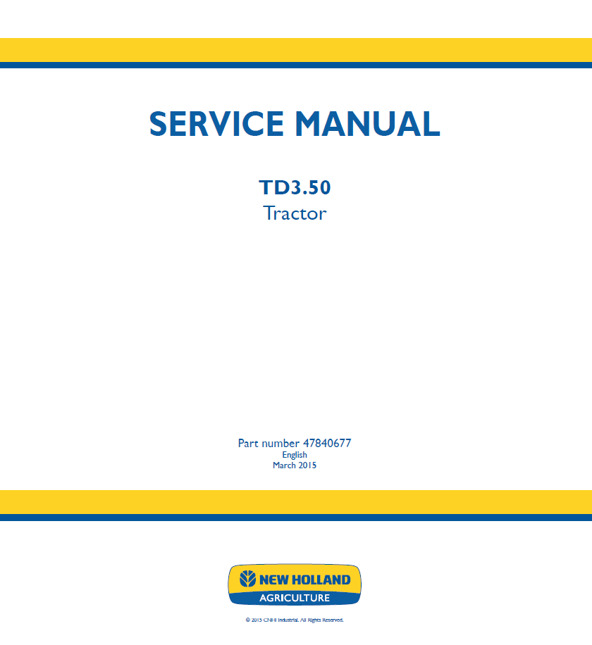 New Holland TD3.50 Tractor Service Manual 47840677 PDF

